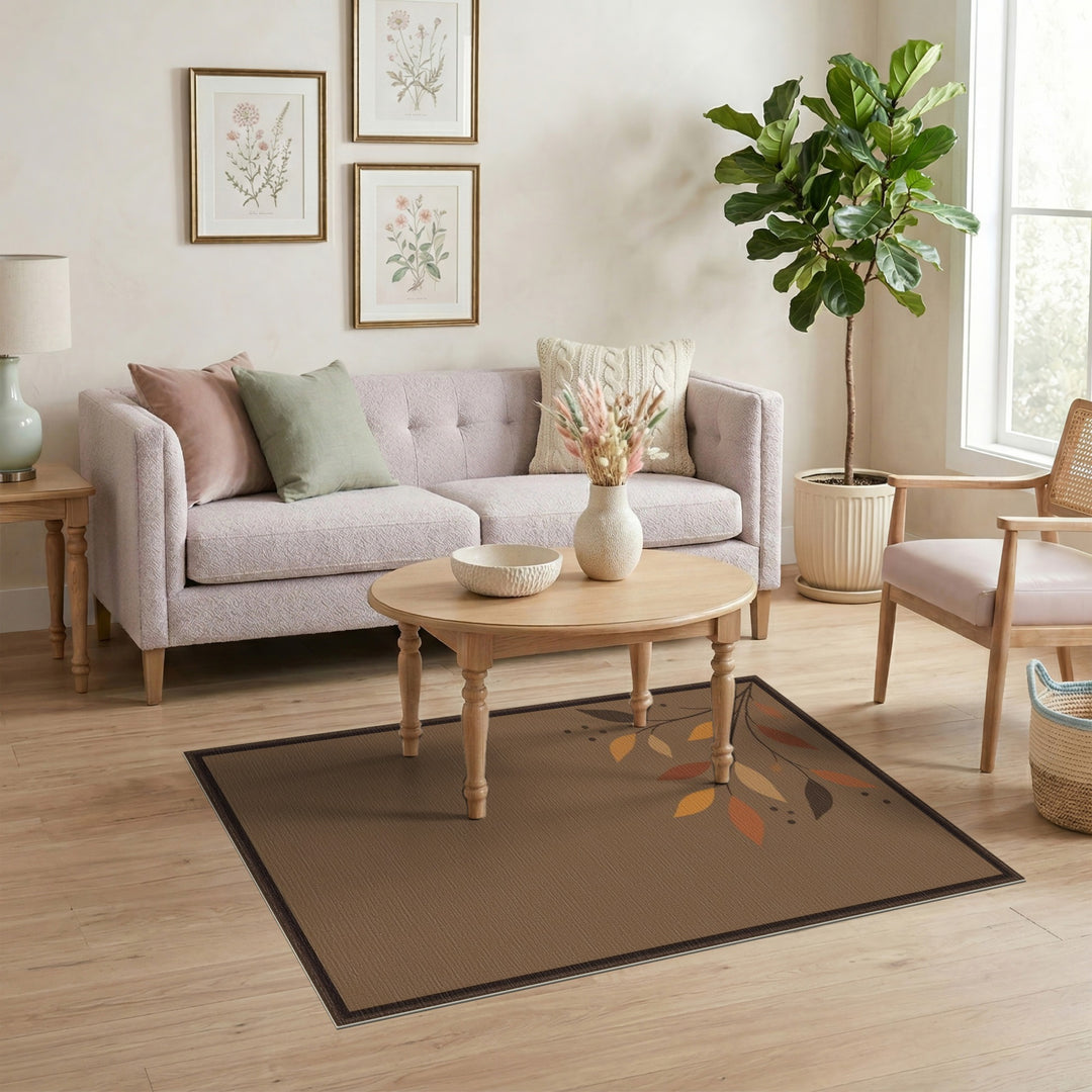 Autumn Leaf Branch Brown Area Rug