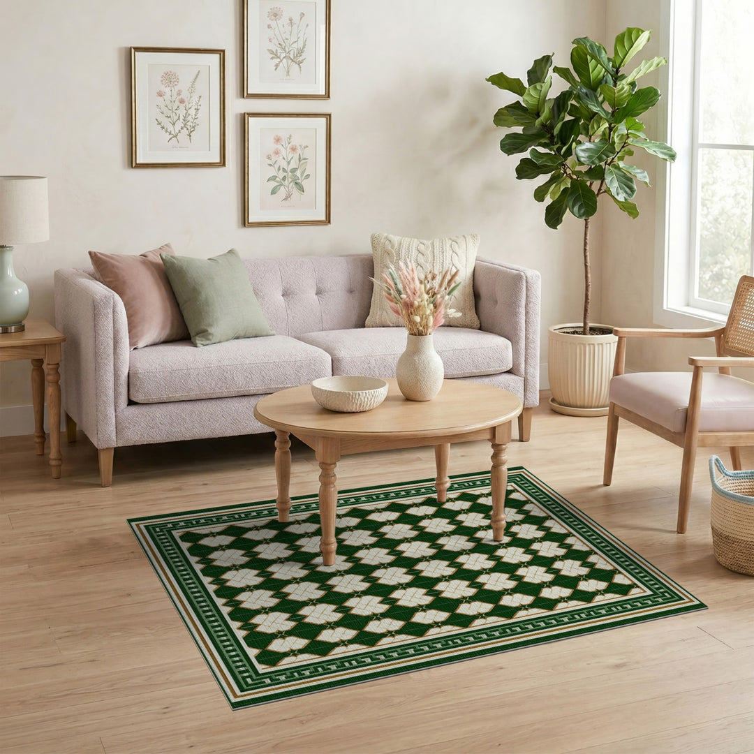 Green Heart Lattice Area Rug