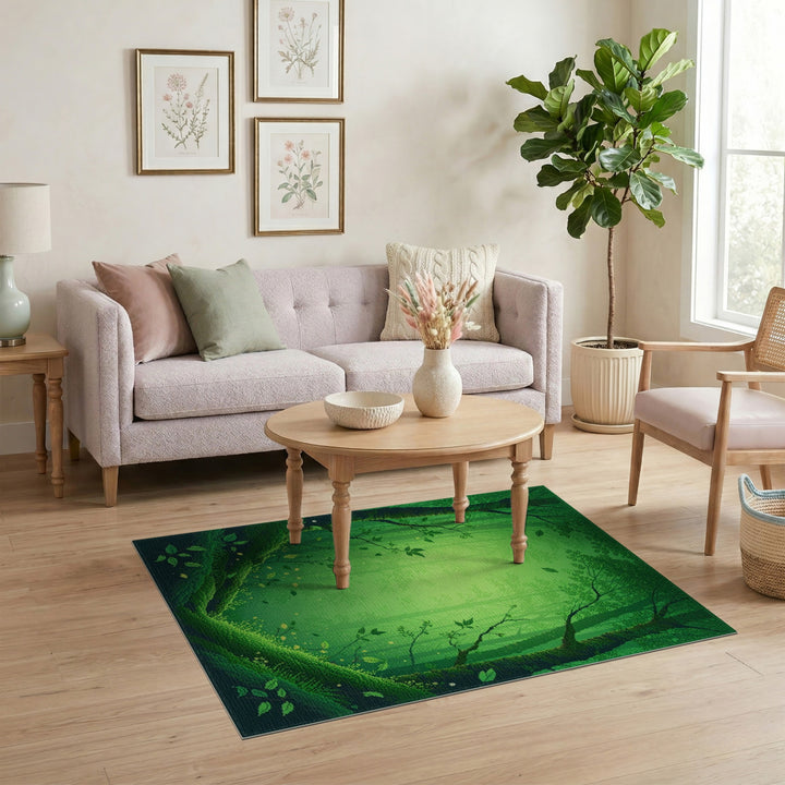 Lush Green Forest Area Rug