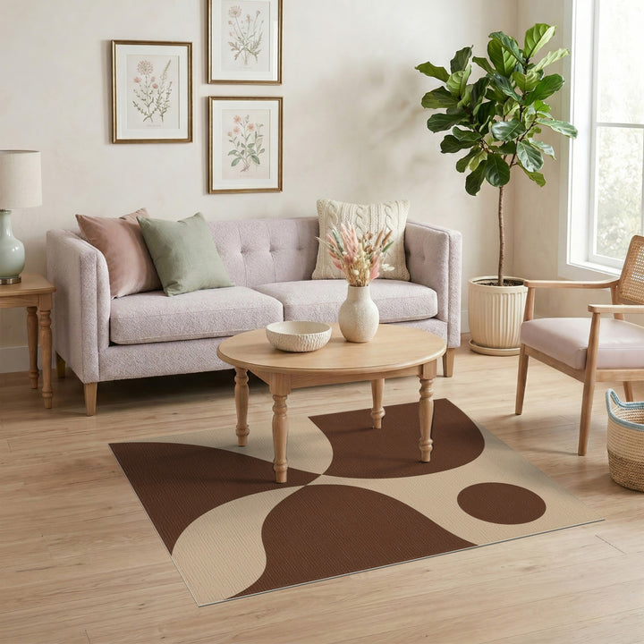 Abstract Area Abstract Brown Area Rug