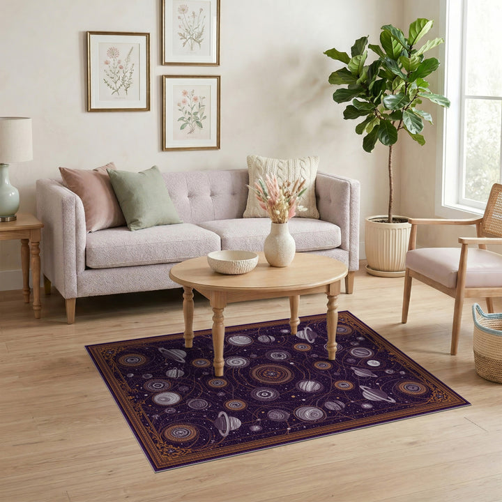 Purple Celestial Orbit Area Rug