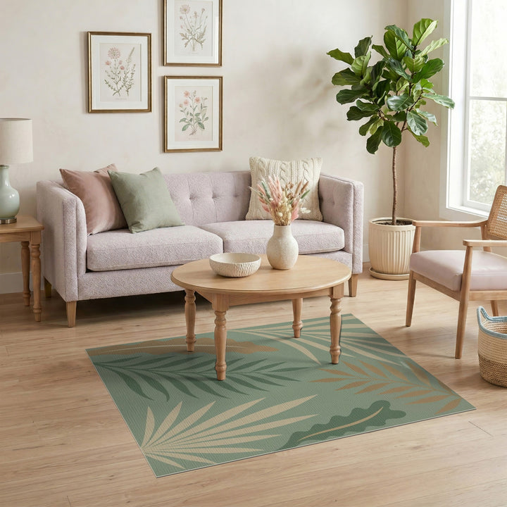Abstract Area Green Abstract Leaf Area Rug
