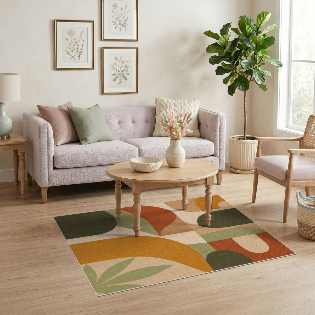 Earth Tone Abstract Area Rug