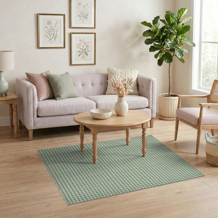 Green Gingham Checkered Green Gingham Checkered Area Rug
