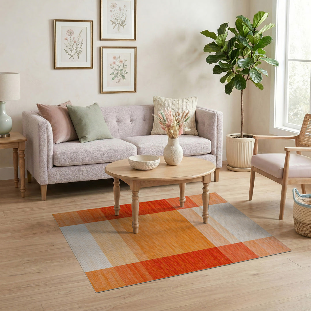 Geometric Modern Bold Orange Geometric Block Area Rug