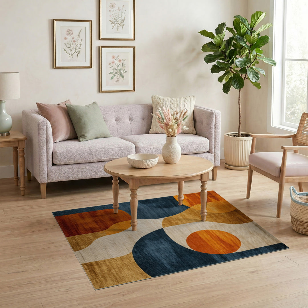 Abstract Circle Multi-Color Area Rug