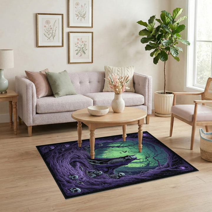 Purple Skeleton Forest Area Rug