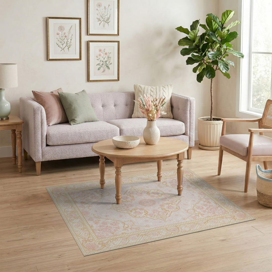 Medallion Pink Blush Pink Floral Medallion Area Rug