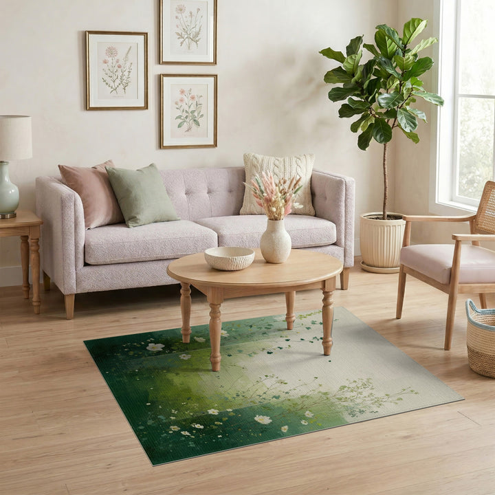 Green Meadow Floral Vintage Area Rug