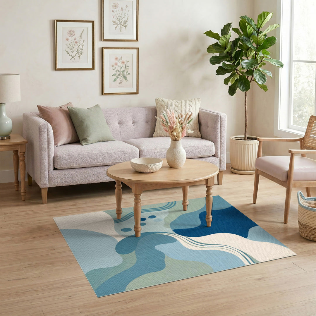 Abstract Area Blue Teal Abstract Flow Area Rug