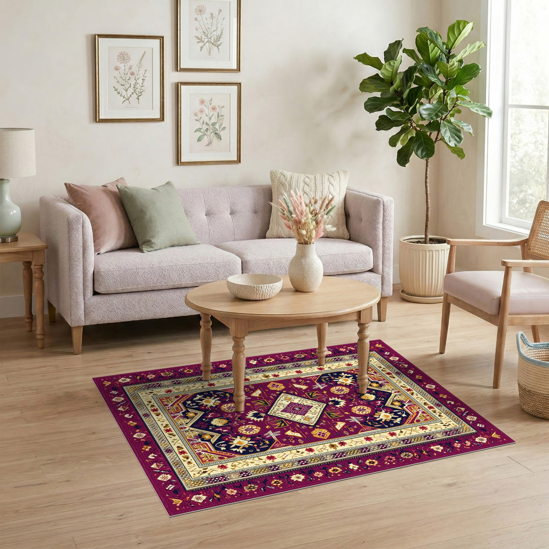 Rich Purple Persian Medallion Area Rug