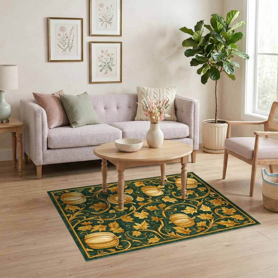 Green Pumpkin Vine Area Rug
