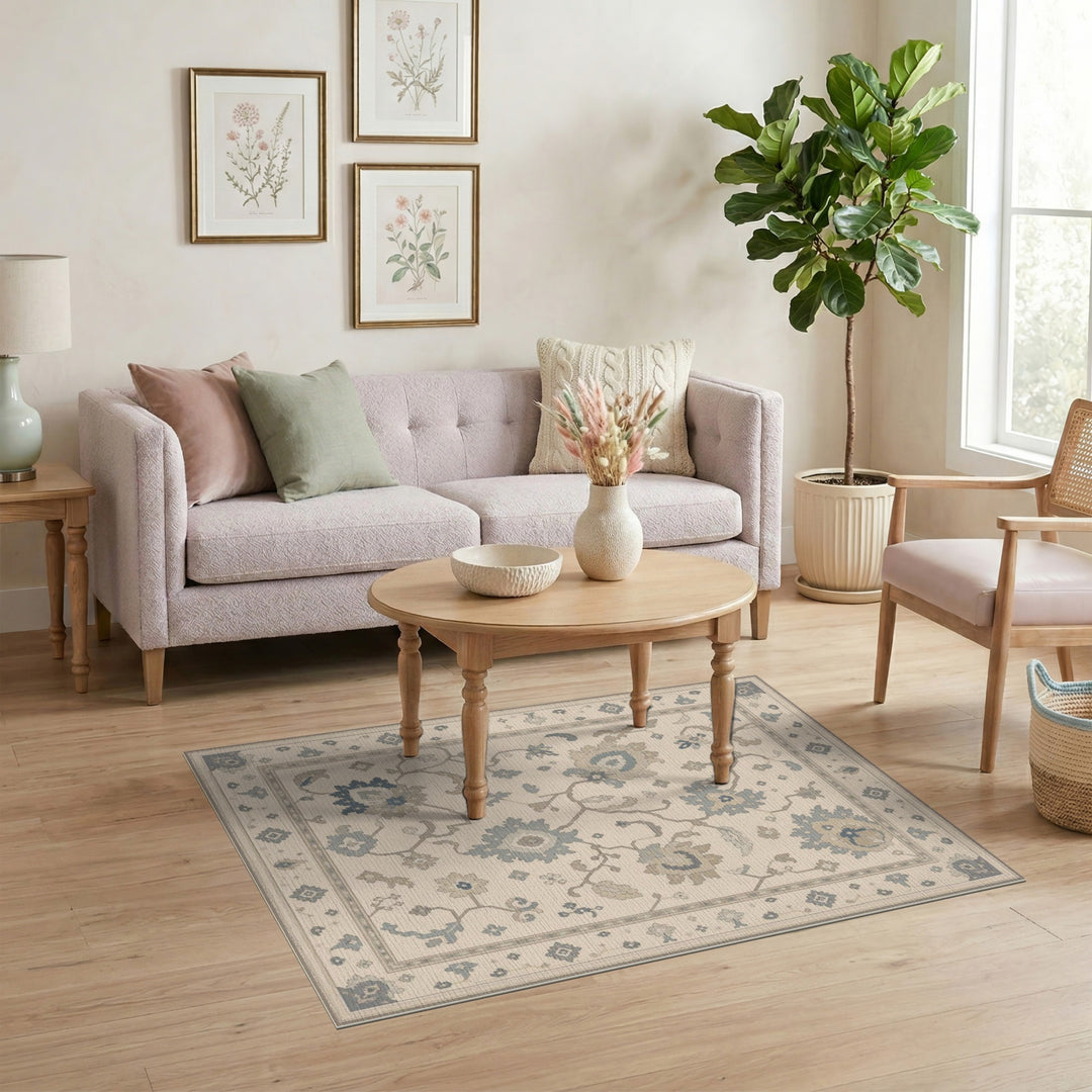Beige Vintage Floral Vintage Area Rug
