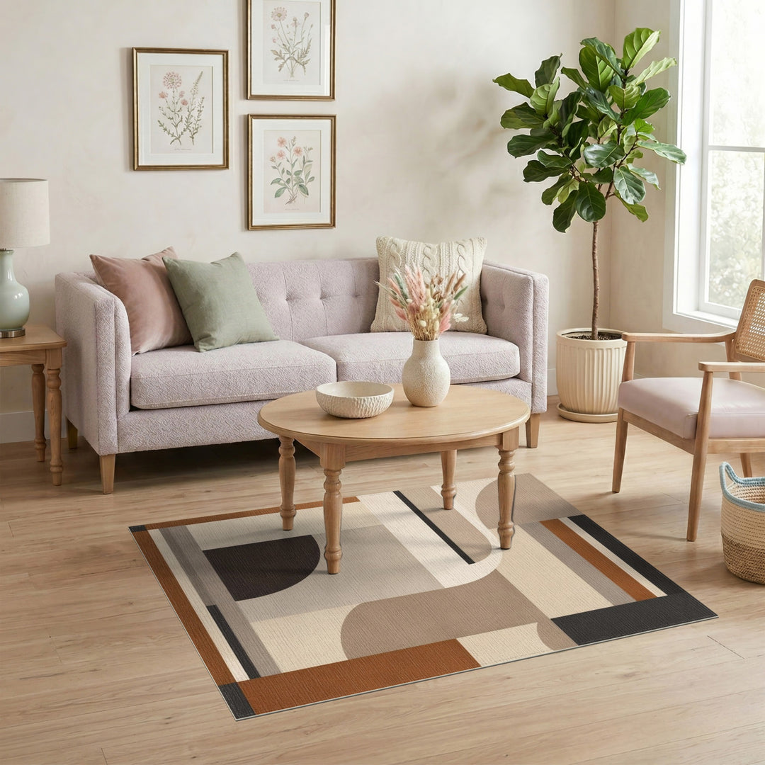 Geometric Modern Beige Tan Area Rug