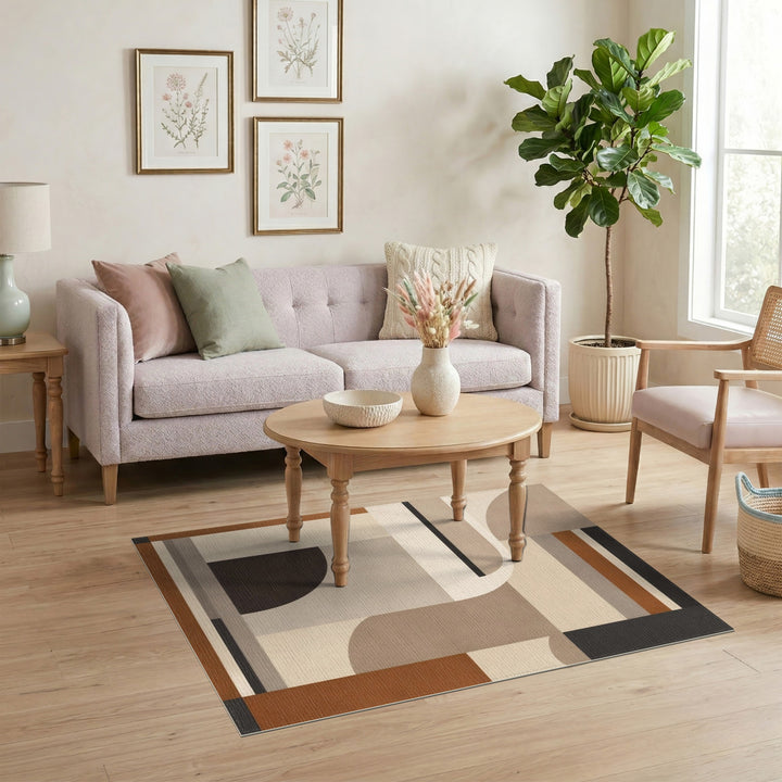 Geometric Modern Beige Tan Area Rug