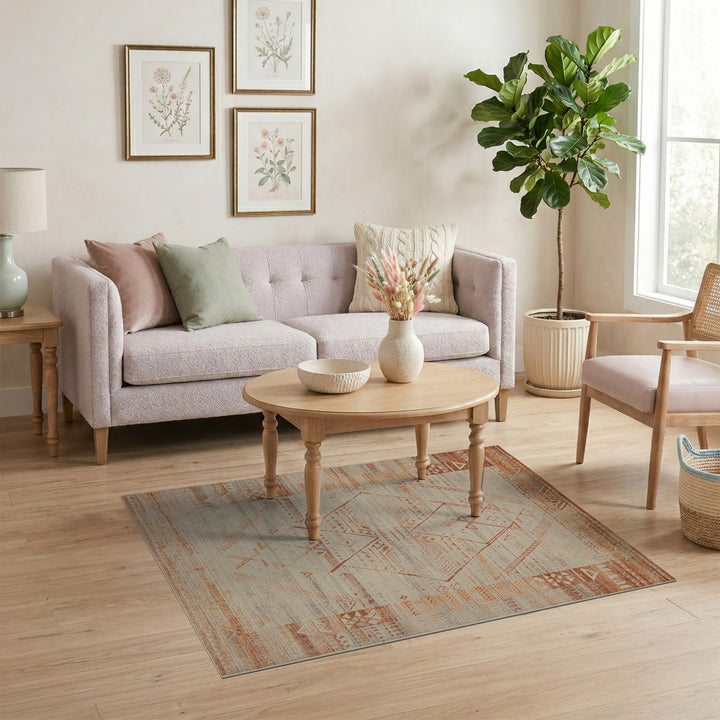 Orange Southwestern Geometric Area Rug