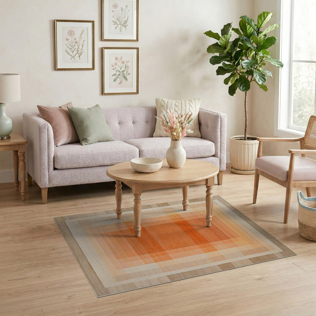 Orange Geometric Gradient Area Rug