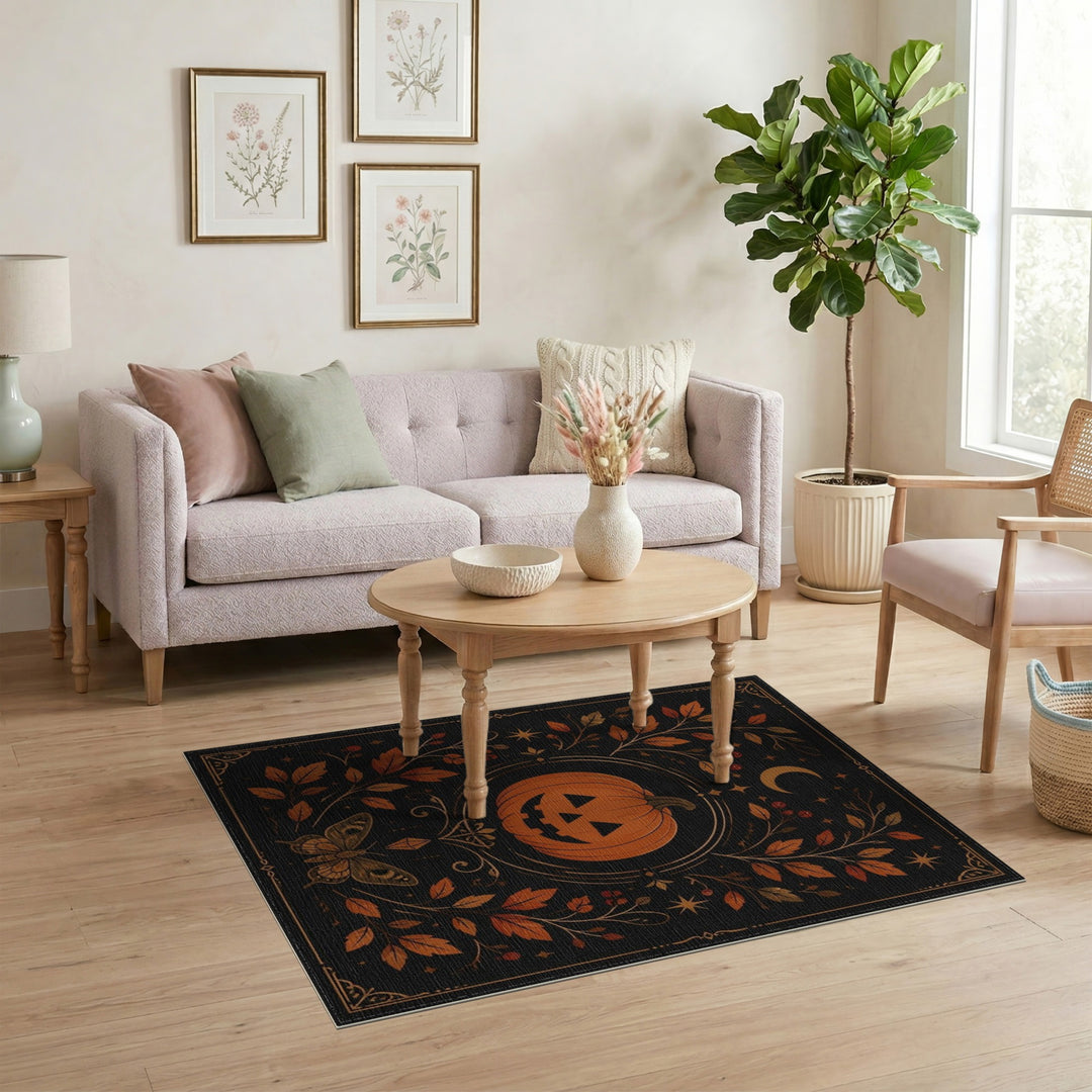 Orange Pumpkin Moth Area Rug