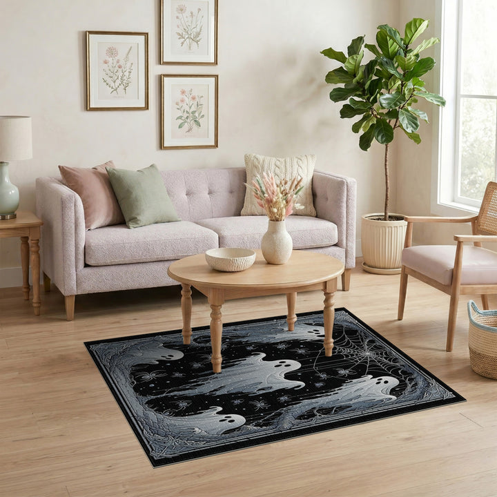 Ghostly Spirits Black White Area Rug