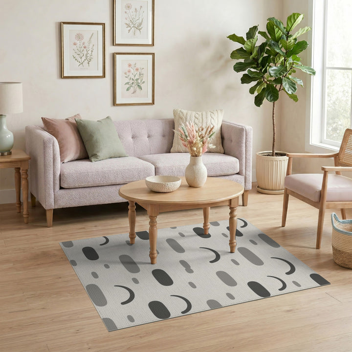 Grey Abstract Shapes Area Rug