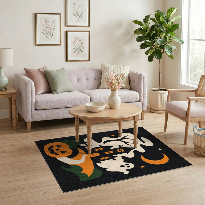 Multi-color and Patterns Haunted House Halloween Area Rug