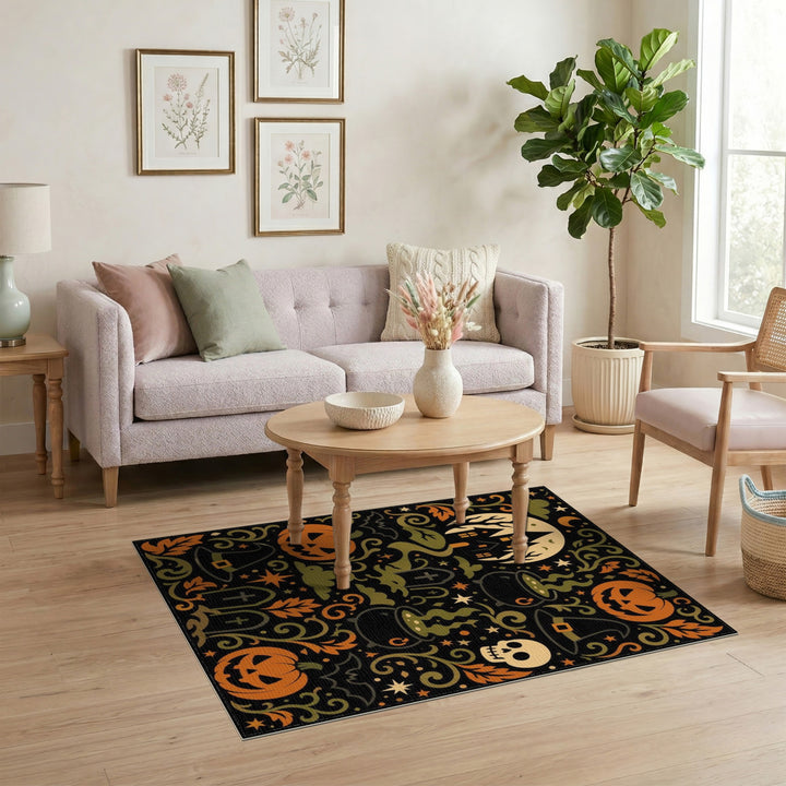 Spooky Halloween Pumpkin Cauldron Area Rug