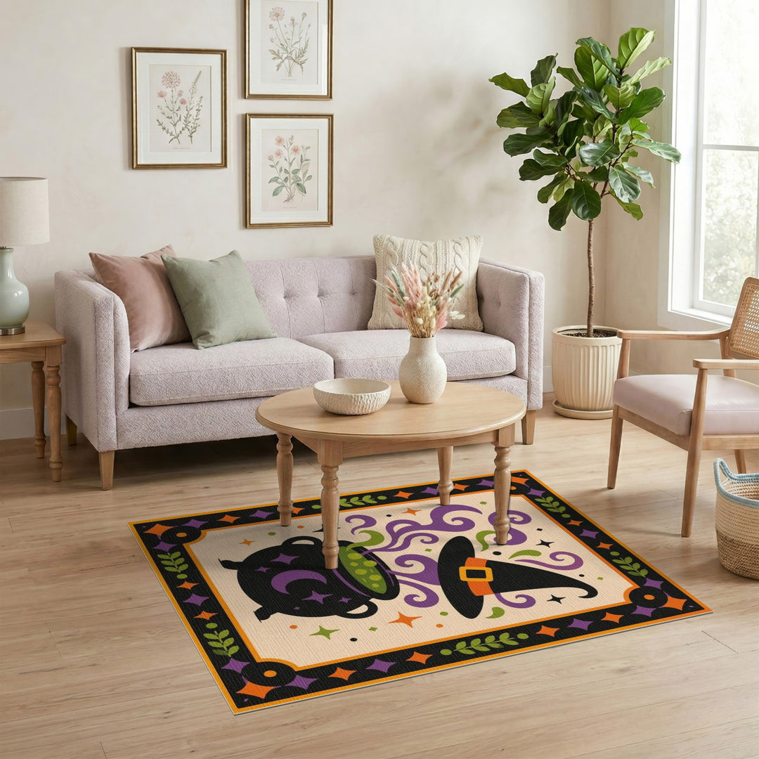Witch Cauldron Purple Magic Area Rug
