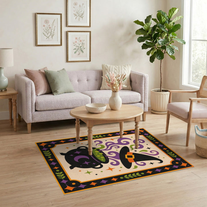 Witch Cauldron Purple Magic Area Rug