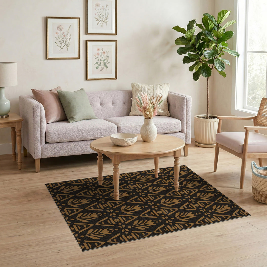 Brown Tulip Geometric Area Rug