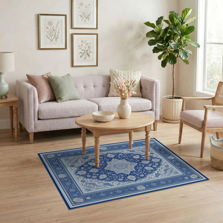 Traditional Persian Medallion Blue Persian Floral Medallion Area Rug