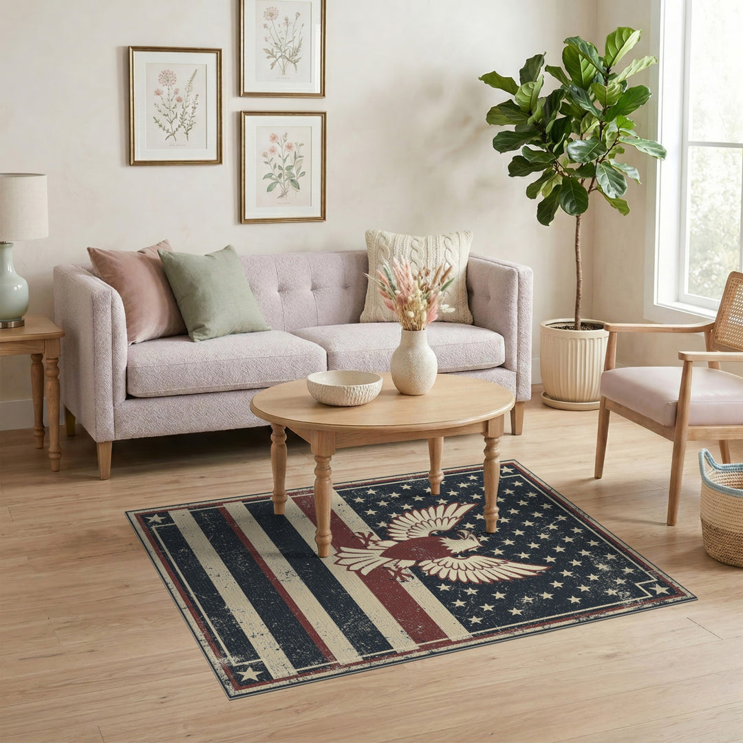 Multi-color and Patterns Distressed Eagle Flag Area Rug