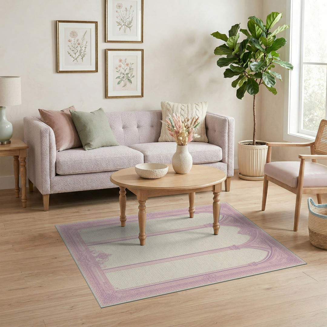 Pink Ornate Triple Arch Area Rug