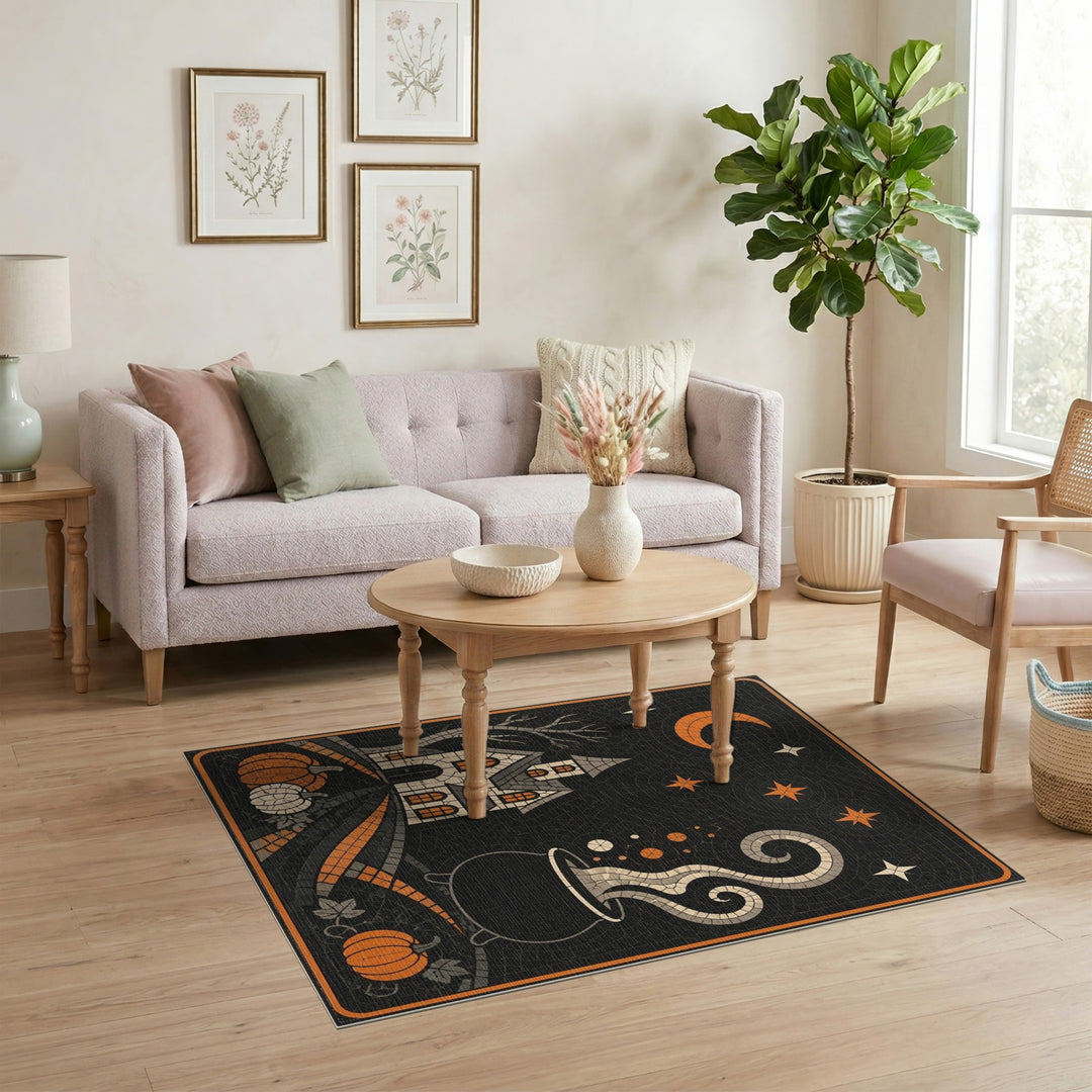 Mosaic Halloween Cauldron Area Rug