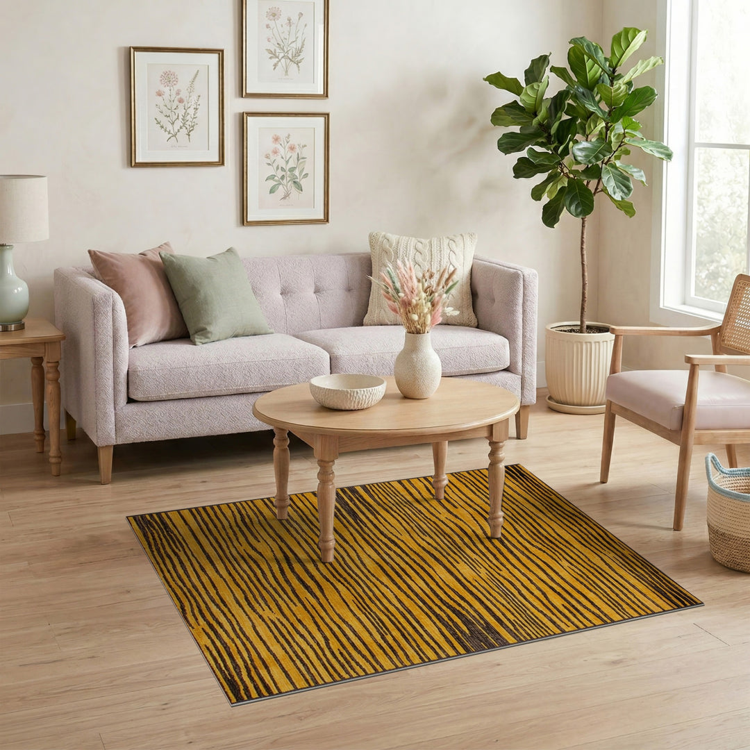 Yellow Wave Stripe Area Rug