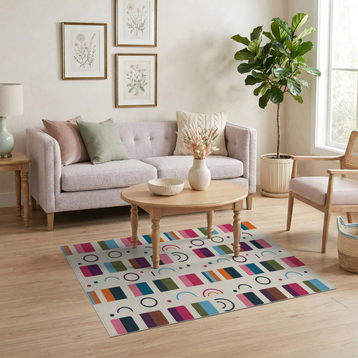 Vibrant Multi-Color Geometric Area Rug