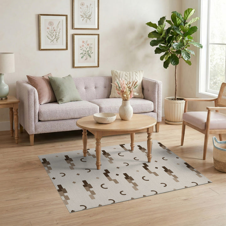 Brown Geometric Modern Area Rug