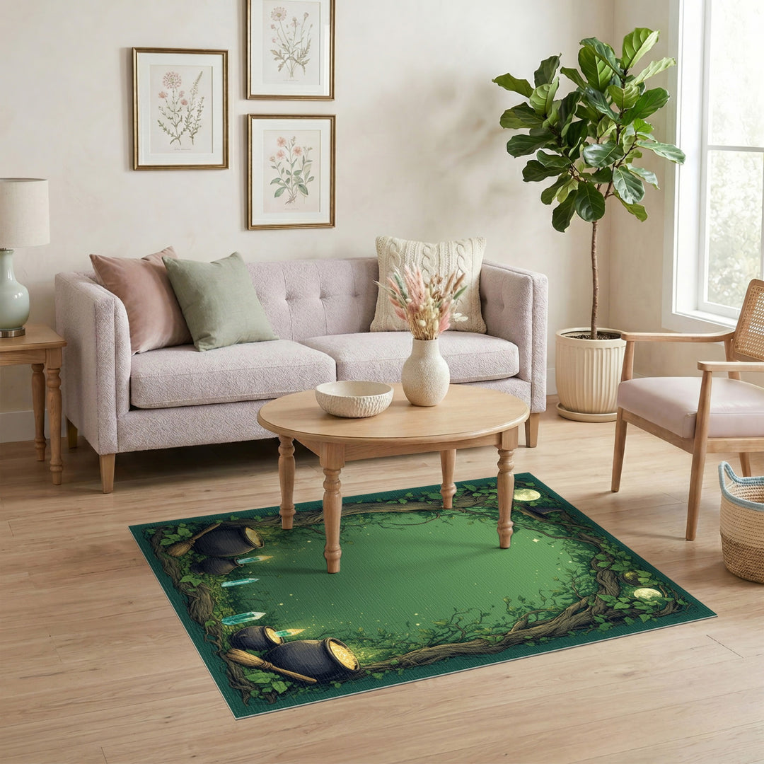 Enchanted Green Witchy Forest Area Rug