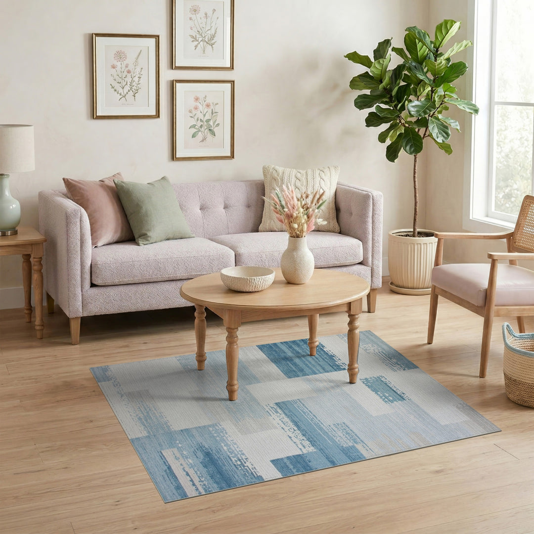 Blue Geometric Modern Area Rug