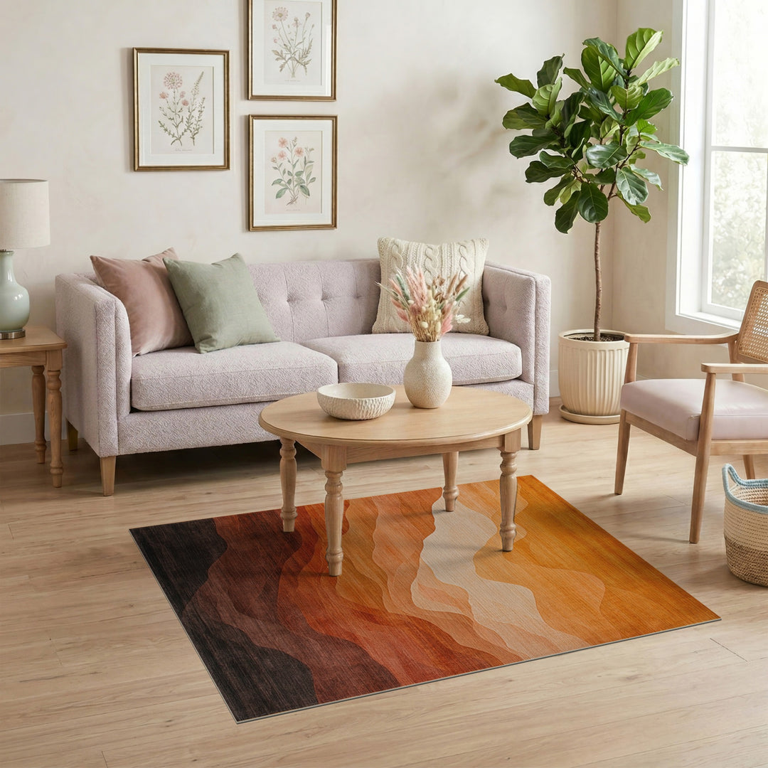 Orange Wave Horizon Area Rug