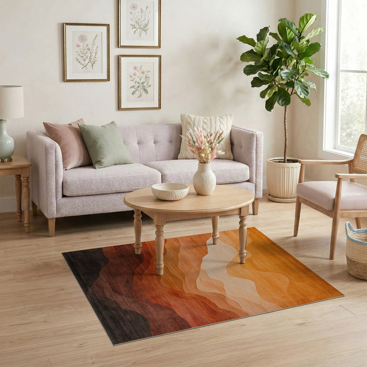 Orange Wave Horizon Area Rug