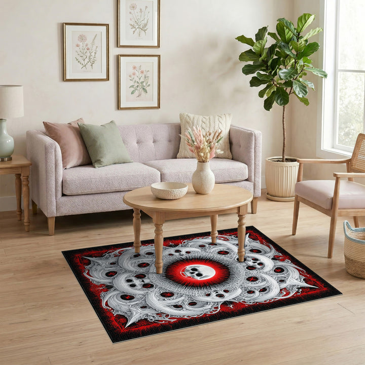 ODIKA Skull Mandala Black White Area Rug