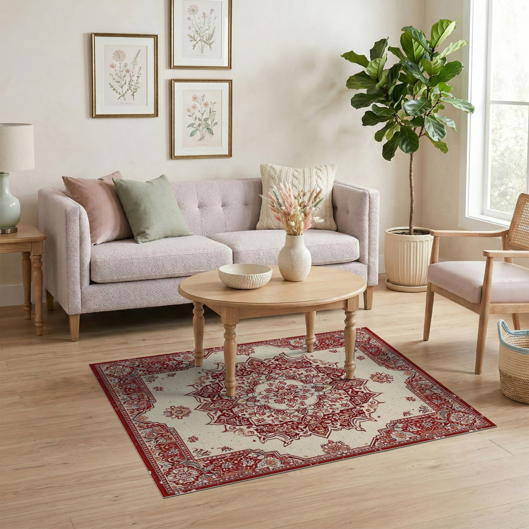 Red Persian Medallion Area Rug