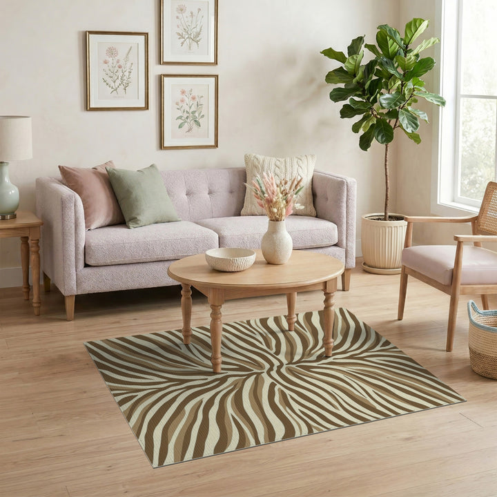 Brown Tan Radial Stripe Area Rug