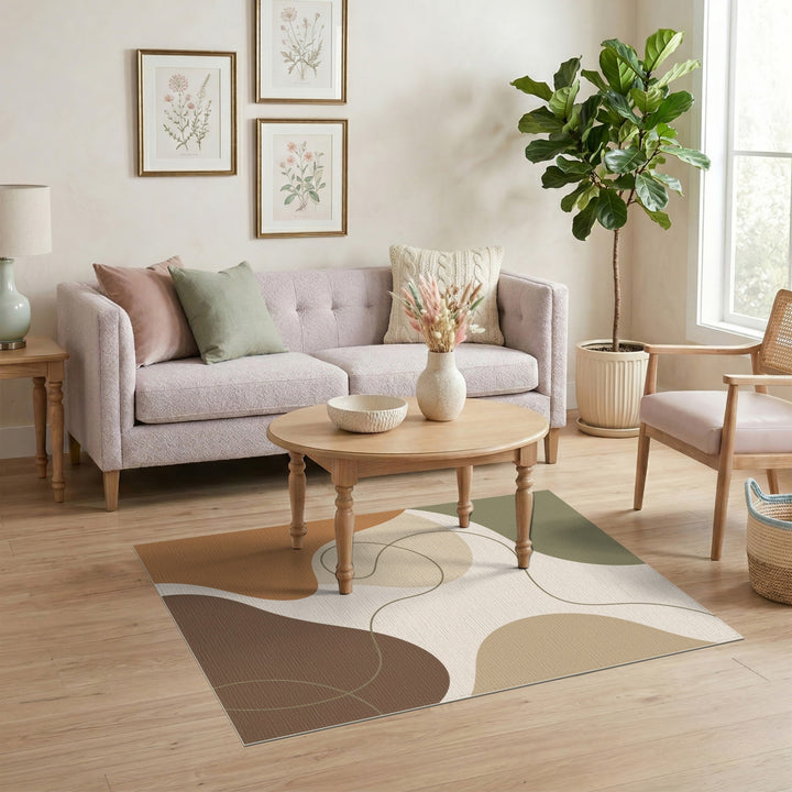 Abstract Neutral Organic Area Rug