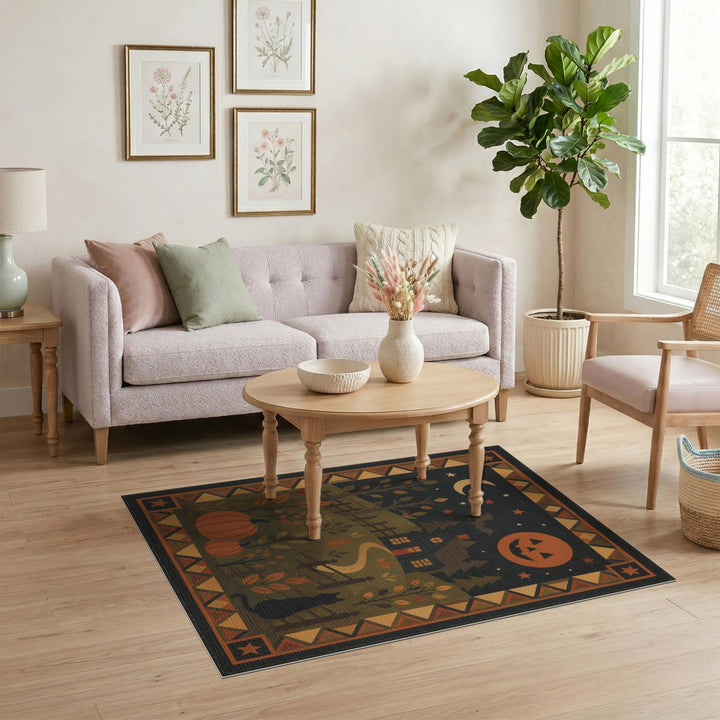 Halloween Pumpkin House Cat Area Rug