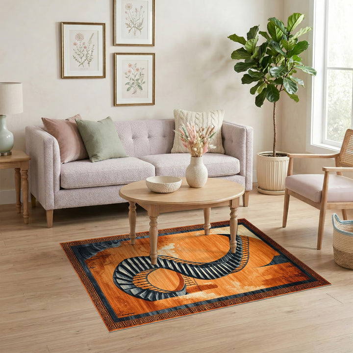Orange Spiral Staircase Area Rug