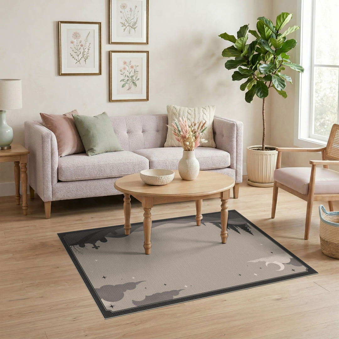 Moonlit Pine Forest Area Rug