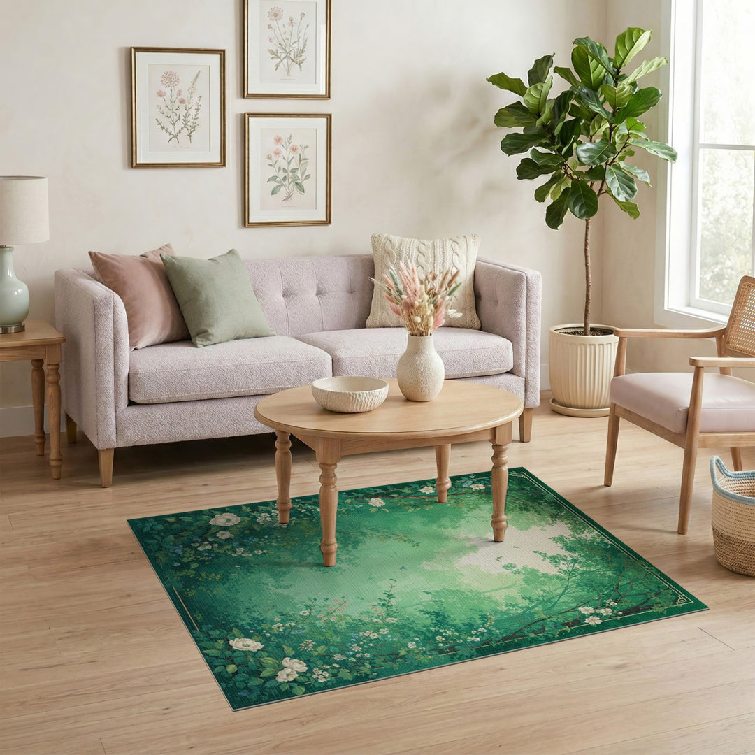 Verdant Forest Floral Vintage Area Rug