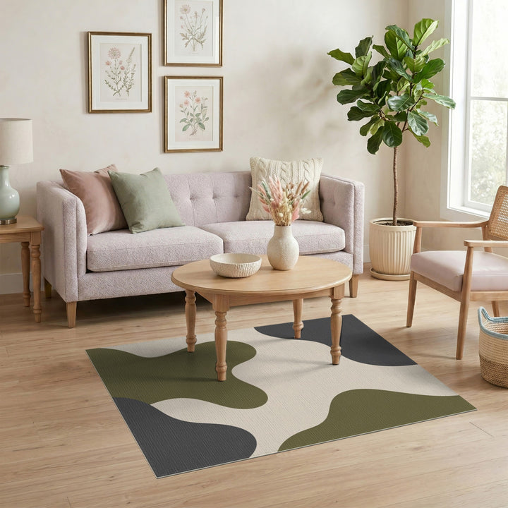Abstract Area Beige Abstract Organic Area Rug