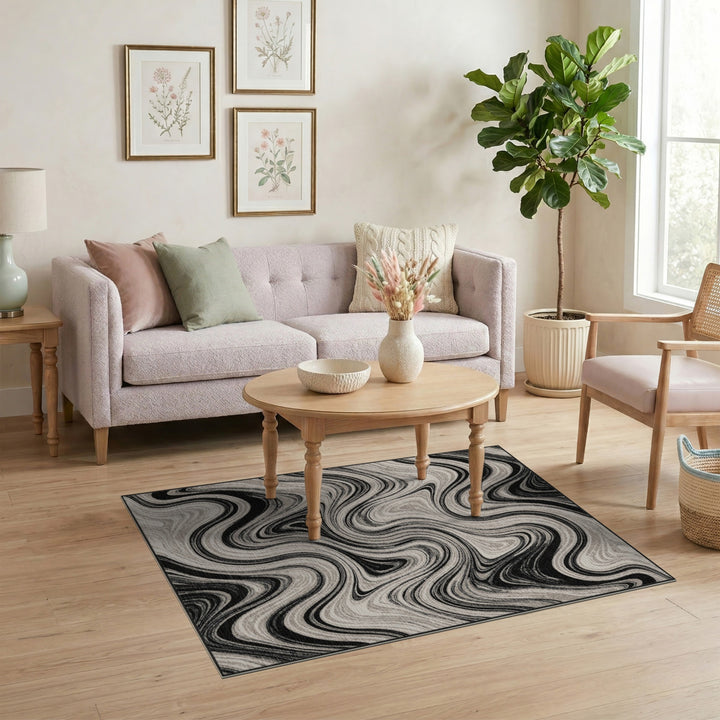 Swirl Abstract Area Black White Abstract Swirl Area Rug